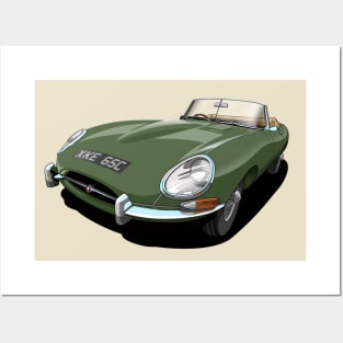 Jaguar e-type roadster Posters and Art